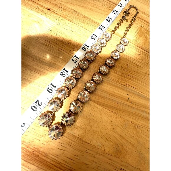J Crew Brulee Peach/Pink Necklace Aurora Borealis Rhinestones Gold Tone Sparkly - Picture 7 of 10